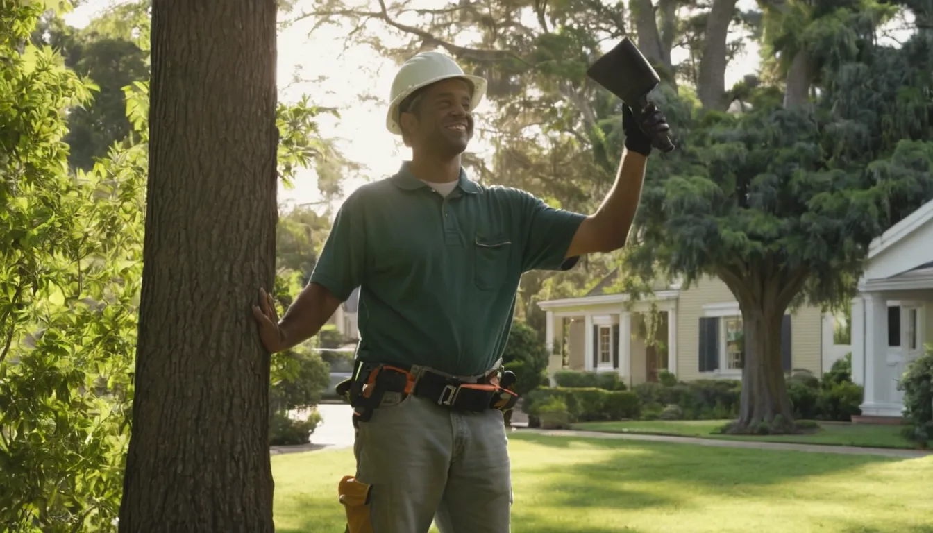 Independent tree provider planning a removal in a residential yard in Covington